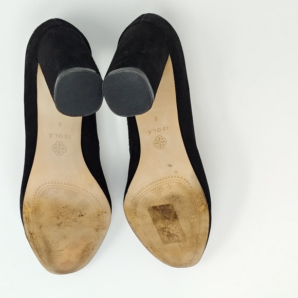 ISOLA Eleni Black Suede Leather Block Heels - Picture 3 of 8